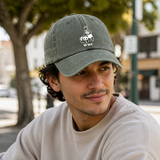 Green Vintage Washed Panda Print Baseball Cap - Adjustable Cotton Cap with Curved Brim for Sun Protection and Casual Streetwear Style