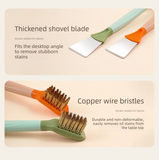 2-Pack Green Dual Head Kitchen Cleaning Brush Set - Stainless Steel Scraper and Copper Wire Brush - Heavy Duty Grease Removal, Detachable Handle, Multi Surface Use for Stovetops and Ovens