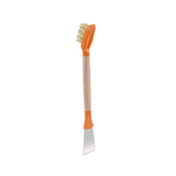 2-Pack Orange Dual Head Kitchen Cleaning Brush Set - Stainless Steel Scraper and Copper Wire Brush - Heavy Duty Grease Removal, Detachable Handle, Multi Surface Use for Stovetops and Ovens