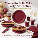 25 Guest Deep Red Disposable Tableware Set - 9 Inch and 7 Inch Paper Plates, Cups, Napkins and Plastic Cutlery - Elegant Party Supplies for Weddings, Birthdays and Holiday Dinners In Australia - Darrahopens