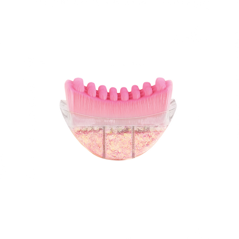 Pink Glitter Facial Contour Massage Brush(Large) - Ergonomic Crescent Shape for Face Neck and Hand Care - Soft Bristles Portable Beauty Tool In Australia - Darrahopens