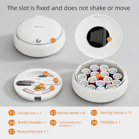 White Magnetic Sewing Kit - Portable Round Case with 20 Needles, 15 Thread Spools, Scissors, Thimble, Tape Measure for Home Dorm Travel Repairs In Australia - Darrahopens