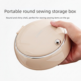 White Magnetic Sewing Kit - Portable Round Case with 20 Needles, 15 Thread Spools, Scissors, Thimble, Tape Measure for Home Dorm Travel Repairs In Australia - Darrahopens