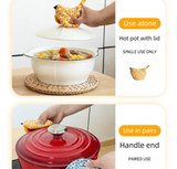 1 PCS Red Bird Shaped Pot Lid Lifter Heat Resistant Cotton Potholder - Embroidered Floral Kitchen Accessory for Saucepan Handles and Hot Cookware