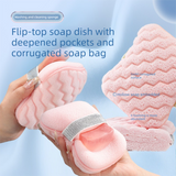 1PCS Pink Soap Bag with Sponge Puff - Thickened Wave Texture Foam Maker with Elastic Strap for Face Wash Body Cleansing and Makeup Removal In Australia - Darrahopens