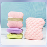 1PCS Green Soap Bag with Sponge Puff - Thickened Wave Texture Foam Maker with Elastic Strap for Face Wash Body Cleansing and Makeup Removal
