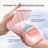 1PCS Purple Soap Bag with Sponge Puff - Thickened Wave Texture Foam Maker with Elastic Strap for Face Wash Body Cleansing and Makeup Removal In Australia - Darrahopens