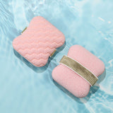 1PCS Pink gold straps Soap Bag with Sponge Puff - Thickened Wave Texture Foam Maker with Elastic Strap for Face Wash Body Cleansing and Makeup Removal