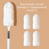 White Electrostatic Duster with Extendable Handle - Disposable Double-Sided 360 Degree Dust Removal Tool for Home Car and High Reach Cleaning