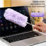 White Electrostatic Duster with Extendable Handle - Disposable Double-Sided 360 Degree Dust Removal Tool for Home Car and High Reach Cleaning