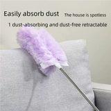 White Electrostatic Duster with Extendable Handle - Disposable Double-Sided 360 Degree Dust Removal Tool for Home Car and High Reach Cleaning
