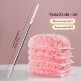 Pink Electrostatic Duster with Extendable Handle - Disposable Double-Sided 360 Degree Dust Removal Tool for Home Car and High Reach Cleaning