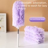 Pink Electrostatic Duster with Extendable Handle - Disposable Double-Sided 360 Degree Dust Removal Tool for Home Car and High Reach Cleaning
