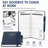 2027 Green Weekly & Monthly Planner - Compact 18 x 10 cm English Schedule Book, 144 Pages with Yearly Overview, Monthly Planning, Notes, Pen Loop and Elastic Closure In Australia - Darrahopens