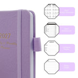 2027 Dark Purple Weekly & Monthly Planner - Compact 18 x 10 cm English Schedule Book, 144 Pages with Yearly Overview, Monthly Planning, Notes, Pen Loop and Elastic Closure In Australia - Darrahopens