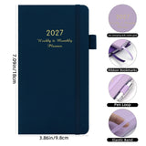 2027 Dark Purple Weekly & Monthly Planner - Compact 18 x 10 cm English Schedule Book, 144 Pages with Yearly Overview, Monthly Planning, Notes, Pen Loop and Elastic Closure In Australia - Darrahopens