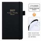 2027 Dark Purple Weekly & Monthly Planner - Compact 18 x 10 cm English Schedule Book, 144 Pages with Yearly Overview, Monthly Planning, Notes, Pen Loop and Elastic Closure In Australia - Darrahopens
