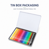 24-Colour Coloured Pencil Set - Hexagonal Drawing Pencils with Vibrant Assorted Colours, Metal Storage Tin for Sketching, Colouring, Illustration and Art In Australia - Darrahopens