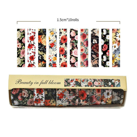 10-Roll Floral Washi Tape Set (Style 3) - 15 mm x 2 m Decorative Flower Pattern Craft Tape for Journaling, Scrapbooking, Planner Decoration and DIY Projects In Australia - Darrahopens