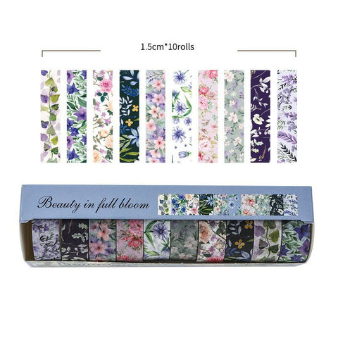10-Roll Floral Washi Tape Set (Style 4) - 15 mm x 2 m Decorative Flower Pattern Craft Tape for Journaling, Scrapbooking, Planner Decoration and DIY Projects In Australia - Darrahopens