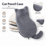 White Plush Cat Pencil Case - Soft Furry Cat-Shaped Zipper Pouch with Tail, Spacious Stationery Storage Bag for Pens, Pencils, Cosmetics and Everyday Accessories In Australia - Darrahopens