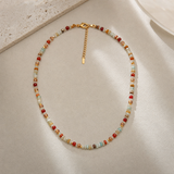 Multicolour Tourmaline Stone and Pearl Beaded Necklace - Colourful Layering Choker with Summer Style, Versatile Everyday Wear and Gift Friendly Appeal for Women In Australia - Darrahopens