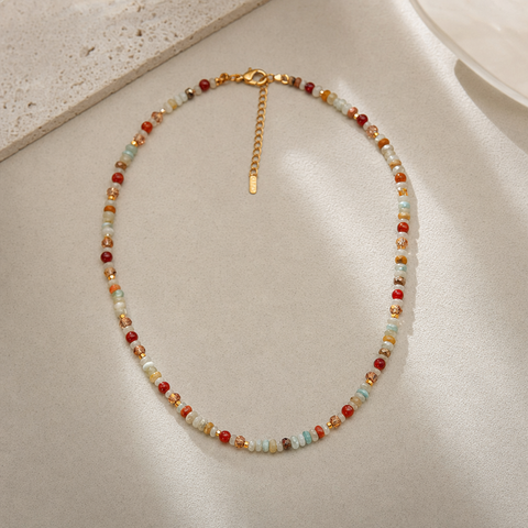 Multicolour Tourmaline Stone and Pearl Beaded Necklace - Colourful Layering Choker with Summer Style, Versatile Everyday Wear and Gift Friendly Appeal for Women In Australia - Darrahopens