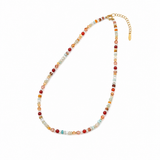 Multicolour Tourmaline Stone and Pearl Beaded Necklace - Colourful Layering Choker with Summer Style, Versatile Everyday Wear and Gift Friendly Appeal for Women In Australia - Darrahopens