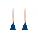 2pcs Beechwood & silicone slotted turner navy