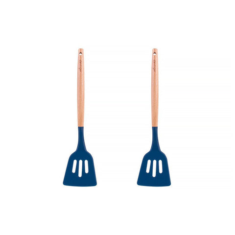 2pcs Beechwood & silicone slotted turner navy