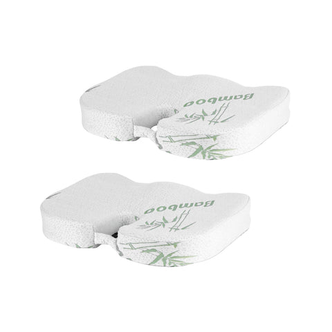 2 x Bamboo Memory Foam Pressure Relief Seat Cushion
