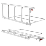 Foldable Bed Rail for Elderly, 122 cm Bedside Assist Rail with Fixing Strap, Adjustable Height Pipe Bedside Cane, High-Strength Metal Senior Bed Bar, Hand Guard Grab Fits King, Queen, Full, Twin