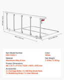 Foldable Bed Rail for Elderly, 122 cm Bedside Assist Rail with Fixing Strap, Adjustable Height Pipe Bedside Cane, High-Strength Metal Senior Bed Bar, Hand Guard Grab Fits King, Queen, Full, Twin