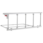 Foldable Bed Rail for Elderly, 122 cm Bedside Assist Rail with Fixing Strap, Adjustable Height Pipe Bedside Cane, High-Strength Metal Senior Bed Bar, Hand Guard Grab Fits King, Queen, Full, Twin