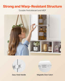Bathroom Wall Cabinet, 2 Doors & Adjustable Shelf, Over the Toilet Storage Medicine Cabinet Wall Mounted, Hanging Organizer with Shelves & Open Partition for Laundry Room Kitchen Restroom, White