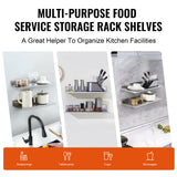 VEVOR 8.6" x 24" Stainless Steel Shelf, Wall Mounted Floating Shelving with Backsplash, 44 lbs Load Capacity Commercial Shelves, Heavy Duty Storage Rack for Restaurant, Kitchen, Bar, Home, and Hotel (2 Packs)