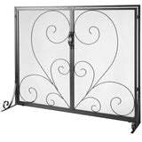 VEVOR 990x802MM Fireplace Screen 2-Panel Iron Mesh Spark Guard Vintage Black
