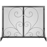 VEVOR 990x802MM Fireplace Screen 2-Panel Iron Mesh Spark Guard Vintage Black
