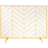 VEVOR 980x758MM Fireplace Screen 1-Panel Iron Mesh Spark Guard Modern Gold