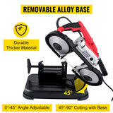 VEVOR Portable Band Saw,with Removable Alloy Steel Base Cordless Band Saw,127mm Cutting Capacity Hand held Band Saw,Variable Speed Portable Bandsaw, 10Amp Motor Deep Cut Band saw for Metal Wood