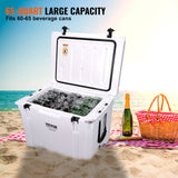 VEVOR Insulated Portable Cooler, 65 qt, Holds 65 Cans, Ice Retention Hard Cooler with Heavy Duty Handle, Ice Chest Lunch Box for Camping, Beach, Picnic, Travel, Outdoor, Keeps Ice for up to 6 Days