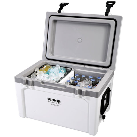 VEVOR Insulated Portable Cooler, 49 L, Holds 50 Cans, Ice Retention Hard Cooler with Heavy Duty Handle, Ice Chest Lunch Box for Camping, Beach, Picnic, Travel, Outdoor, Keeps Ice for up to 6 Days