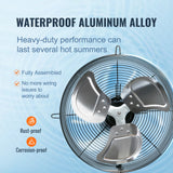 VEVOR Shutter Exhaust Fan, 406 mm High-speed 1400RPM 1506 CFM, Aluminum Wall Mount Attic Fan with AC-motor, Ventilation and Cooling for Greenhouses, Garages, Sheds, Shops