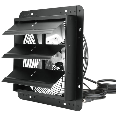 VEVOR Shutter Exhaust Fan, 305 mm /12 inch with Temperature Humidity Controller, EC-motor, 904 CFM, Variable Speed Adjustable Wall Mount Attic Fan, Ventilation and Cooling for Greenhouses, Garages, Sheds