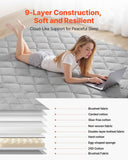 Japanese Tatami Mat, Queen Size Foldable Japanese Tatami Mattress, Futon Mattress with Storage Bag & Fastener, 9-Layer Floor Mat for Sleeping, Dorm, Meditation, Yoga, 2032 x 1524 x 63.5 mm, Gray