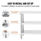 Stainless Steel Food Prep Table, 356 x 1524 x 864 mm Commercial Kitchen Worktable, with 2 Adjustable Undershelf, Heavy Duty Prep Table Metal Work Table for BBQ, Kitchen, Home, and Garage
