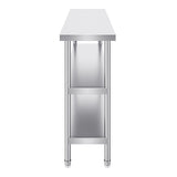 Stainless Steel Food Prep Table, 356 x 1524 x 864 mm Commercial Kitchen Worktable, with 2 Adjustable Undershelf, Heavy Duty Prep Table Metal Work Table for BBQ, Kitchen, Home, and Garage