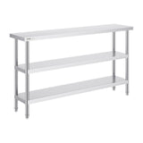 Stainless Steel Food Prep Table, 356 x 1524 x 864 mm Commercial Kitchen Worktable, with 2 Adjustable Undershelf, Heavy Duty Prep Table Metal Work Table for BBQ, Kitchen, Home, and Garage