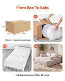 210 cm Oversized Double Chaise Lounge, Corduroy Fabric Sectional Sofa, Cozy Deep Seat Loveseat Sofa with Soft Cushions and Throw Pillows for Living Room Bedroom, No Assembly Required, Beige