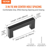VEVOR 30 Pack Cabinet Pulls, 3in / 76mm Center to Center Slim Square Kitchen Cabinet Drawer, Stainless Steel Modern Kitchen Cupboard Door Handles for Kitchen Bathroom Bar Hardware Matte Black